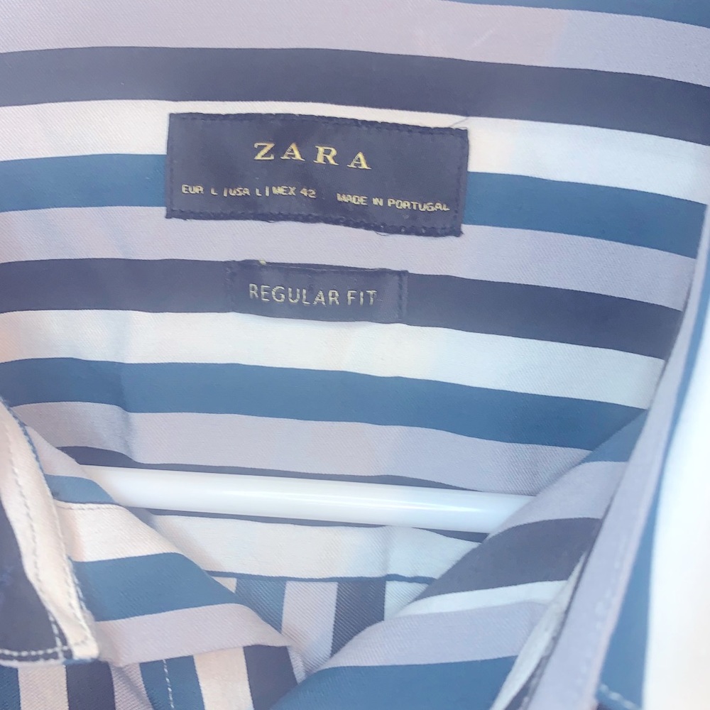 Zara striped button down L blue white striped - Picture 1 of 3